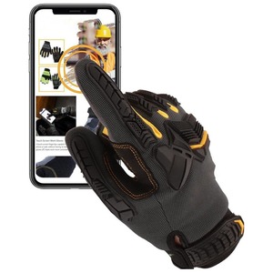 Gants de course coupe-vent à doigts complets, enduits PU, compatibles écran tactile, antidérapants, fermeture auto-agrippante, unisexe, activités de plein air, gris, noir, jaune - Product Image 3