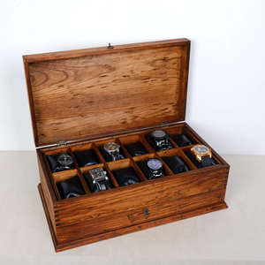 Nouvelle arrivée : boîte de rangement pour montres en bois de noyer, boîte organisatrice pour montres en bois grain de teck, 5 emplacements, boîte de présentation à prix incroyable - Product Image 6