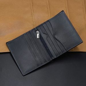 <b>Zipper</b> Pocket Men <b>Wallet</b> Black Leather Bifold Smooth Card Slots Plain Design Interior Compartment Cash Storage Classical Useful - Product Image 2