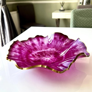 Resin serving bowl beautifully designed with glossy marble effect enhances kitchen <b>decor</b> living <b>space</b> or dining table - Product Image 3