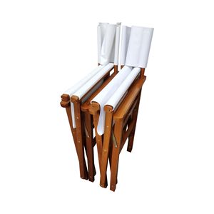 Populus Set di 2 Sedie da Regista Pieghevoli in Legno Bianco con Tela per Casa o Ufficio - Product Image 2