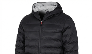 Men's Hooded Puffer <b>Jacket</b> Winter Windproof Solid Color Zipper Closure Casual Outerwear 100% Polyester Filled with Polyester - Product Image 3