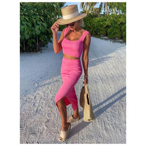 Ensemble deux pièces de sport pour femme : soutien-gorge de sport sans couture à séchage rapide et jupe de yoga, écologique, haute qualité, idéal pour l'été et le fitness. - Product Image 5