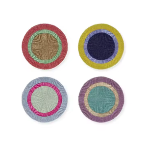 Rustic <b>Beaded</b> Glass Reusable Drink <b>Coasters</b> for Special Occasions As Party Tableware & Decor Gift Idea - Product Image 5