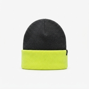 Custom Black Neon <b>Green</b> Knit <b>Beanie</b> Hat Winter Warm Cuffed Skull Cap With Embroidered Logo - Product Image 3