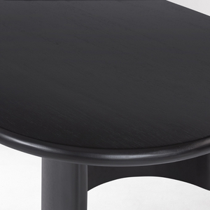 Mesa de Centro de Teca Sólida Premium, Mesa Ovalada Contemporánea con Base Doble Escultural para Hotel, Villa, Sala de Estar - Product Image 4