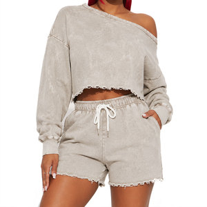 2024 Hot Sale Custom logo Sportswear Short Sweat Suit Women 2 Piece Shorts <b>Sets</b> for Women Jogger Jumper Women <b>Sets</b> - Product Image 1