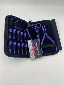 Kit de Herramientas para Extensiones de Cabello Color Morado, Precio al por Mayor, Acero Inoxidable de Grado Quirúrgico, Alicates y Tijeras con Logotipo Personalizado - Product Image 4