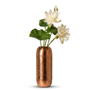 Vase à fleurs en cuivre martelé artisanal, vase décoratif en métal pour la décoration de la maison, centre de table, arrangement floral, décoration de mariage - Product Image 1
