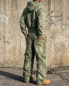 Conjunto Deportivo Premium para Hombre, Sudadera con Capucha y Pantalones Deportivos, Estilo Vintage Lavado, Algodón Grueso, Talla Grande, Ropa Urbana Desgastada - Product Image 5