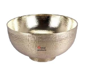 Tazón decorativo para servir postres de mesa de diseño de forma redonda de metal con acabado plateado de alto estándar para restaurante y bar de hotel - Product Image 1