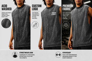Camiseta Deportiva Cortada con Lavado Ácido |   Ropa Urbana Personalizada OEM Sin Mangas de Talla Grande - Product Image 2