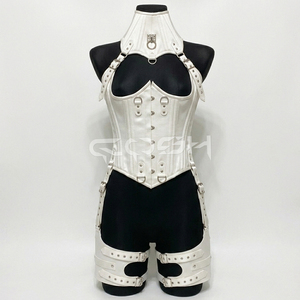 คอร์เซ็ทผ้าซาตินสีขาวแบบมีโครงเหล็กสำหรับแฟชั่นและงานปาร์ตี้ - Product Image 1