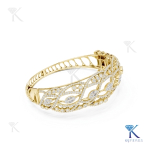 Vintage Filigree Lab Grown Diamond Vine <b>Bangle</b> Marquise 14K 18K <b>Solid</b> <b>Gold</b> Fine Unisex Luxury Jewelry Gift Manufacturer - Product Image 6