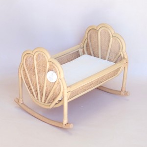 Cuna de madera para muñecas, mini cuna de juguete, moisés de ratán, juguetes de simulación para niños - Product Image 3