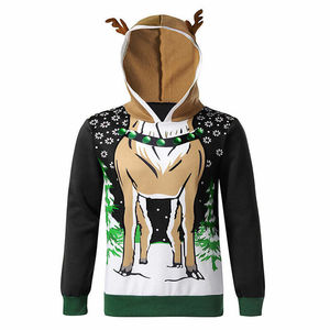 Sudadera con Capucha de Algodón Estampada Navideña, Diseño Artístico de Invierno, Secado Rápido, Unisex, Cómoda para Uso Diario - Product Image 1