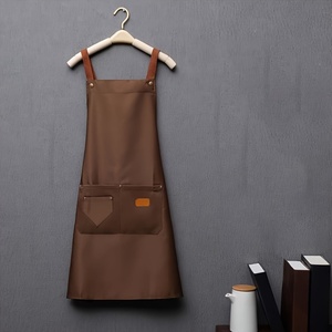 Tablier de cuisine unisexe sans manches en polyester personnalisable avec logo – Marron, bleu clair, jaune, rouge, vert - Product Image 6