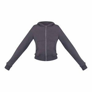 Ensemble de survêtement décontracté 2 pièces gris pour femme, sweat-shirt court zippé et pantalon de jogging en molleton à manches longues, coupe ample, toutes saisons - Product Image 4