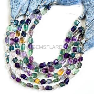 Cuentas facetadas de fluorita arcoíris Aaa, 5x7-6x8MM, cuentas de fluorita multicolor en forma de pepita, venta al por mayor de cuentas de piedras preciosas para la fabricación de joyas - Product Image 5