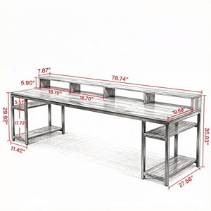 Scrivania da Gaming Rustica da 27,56 Pollici, Scrivania per Computer da Ufficio Regolabile in Legno con Dettagli in Metallo e Funzioni di Raffreddamento - Product Image 3