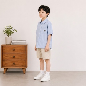 Pantalon large décontracté kaki taille haute pour garçons coréens, 65% coton 35% polyester, tissé anti-boulochage, bas de pyjama pour enfants, vente en gros - Product Image 1