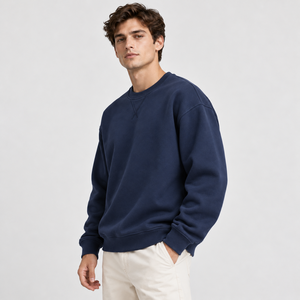Sudadera para hombre ODM ligera de ajuste regular de forro polar para gimnasio, venta al por mayor, con puños acanalados, estilo retro, de fabricante, con cuello simulado - Product Image 3
