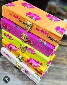 Elegant Handcrafted Silk Jewelry <b>Box</b> Stunning Pink Lotus <b>Floral</b> Print On Vibrant Fabric Multi Purpose Utility <b>Box</b> - Product Image 2