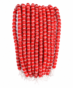 Perles de verre rayées rouge chevron, faites à la main, pour la fabrication de bijoux, artisanat tribal et designs de style indigène - Product Image 1