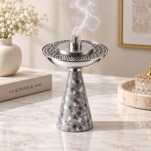 Brûleur à Bakhoor en Acier Inoxydable Effet Marbre, Brûleur à Oud Arabe, Support Décoratif pour Parfum d'Ambiance Maison Automne Printemps 100% Naturel - Product Image 1