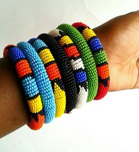 Ensemble de bracelets en perles de verre faites à la main, crochetés, pour femmes, bijoux de poignet, accessoires tubulaires élastiques perlés, cadeau de fête - Product Image 5