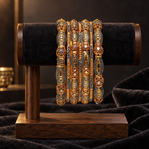 Juego de Brazaletes Étnicos de Latón con Diseño de Hojas y Circones de Jewels by Hasan para Mujer, Joyería Artificial para Fiestas, Venta al Por Mayor de Fábrica - Product Image 3
