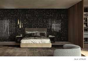 กระเบื้องปูพื้นพอร์ซเลนลายดำทอง ขนาด 600 x 1200 มม. ผิวมันเงาเคลือบวิทริฟายด์ สำหรับตกแต่งภายในล็อบบี้โรงแรม - Product Image 2