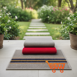 Tapis de porte en polyester rayé antidérapant 16x24 avec dos en caoutchouc antidérapant pour la maison, l'hôtel, la salle de bain - Product Image 1