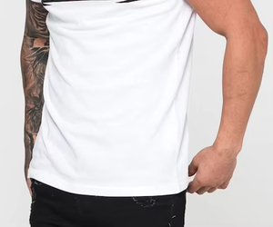 T-shirt blanc à manches courtes pour homme avec imprimé mondial, coupe ajustée, décontracté, col rond, en jersey de coton - Product Image 6
