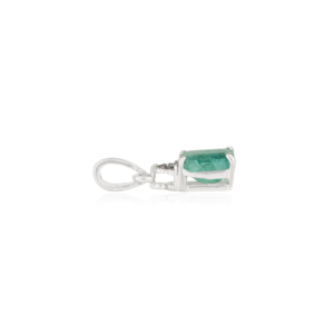 Pendentif en argent sterling 925 avec émeraude taillée et accents de diamants, charme solitaire classique, unisexe, à porter au quotidien - Product Image 5
