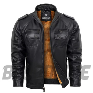 Bloodline Men's Brown <b>Leather</b> <b>Jacket</b> With Fleece Lining Zipper Closure Classic Style <b>Winter</b> Wear - Product Image 2