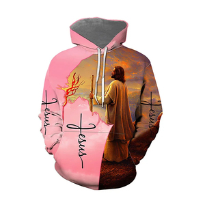 Sudaderas con Capucha Christian Jesus, Sudaderas con Capucha con la Frase 'Jesus Bless Us Faith Above Fear', al Mejor Precio, Ropa Urbana para Hombre - Product Image 3