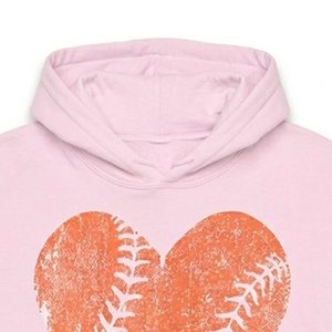 Nueva Sudadera con Capucha Rosa para Mujer con Logotipo Personalizado, Estampado de Corazón de Béisbol, Tejido de Algodón, Transpirable, para Otoño - Product Image 5