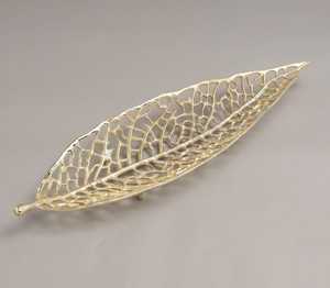 Modern Bold Elegance <b>Leaf</b> <b>Decorative</b> Tray Irregular Shape Plant Pattern Metal Handicraft <b>Wall</b> Art Accent Piece - Product Image 1