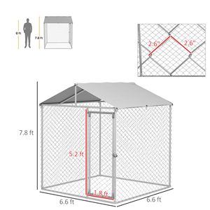Nichoir extérieur pour chiens de petite à moyenne taille 6.6x6.6x7.8 Argent avec toit imperméable Catégorie de produit Cages pour animaux de compagnie - Product Image 3