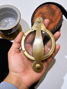 Vintage Brass Magnifying <b>Glass</b> with Leather Case Antique Style Handheld <b>Reading</b> Magnifier Desk Accessory Gift Wholesale - Product Image 5