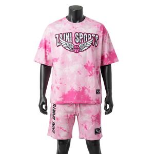 Ensemble t-shirt et short pour homme en jersey de coton premium, tissu tie-dye doux et respirant, impression personnalisée du logo. - Product Image 1