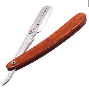 Professional <b>Single</b> <b>Blade</b> Grooming Barber <b>Razor</b> Stainless Steel <b>Blade</b> Wooden Handle Salon Straight Equipment for Barber Use - Product Image 2