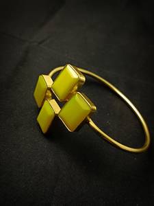 18K Gold Plated Handmade Brass <b>Bangle</b> with Citrine Quartz Rectangular Stone Traditional Wedding <b>Bracelet</b> Gift for Women - Product Image 3