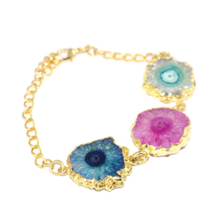 Bracelet chaîne ajustable en or 24 carats plaqué or, pierre précieuse naturelle de quartz solaire, mode intemporelle, bijoux pour femmes et filles, vente en gros - Product Image 2