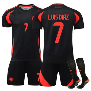 Ensemble Maillot de Foot Noir Tendance Qualité Supérieure Tenues de Football Colombiennes pour Hommes Enfants Adultes Personnalisable - Product Image 5