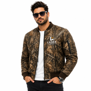 Custom Brown Woodland Camo Quilted Bomber <b>Jacket</b> for <b>Men</b> & Women Zip Up Flight <b>Jacket</b> Windproof Winter Hunting Outdoor <b>Jacket</b> - Product Image 2