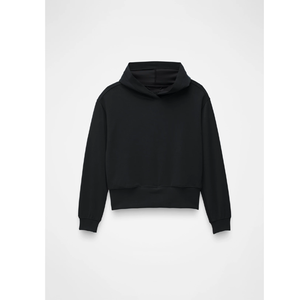 OEM Plain <b>Black</b> <b>Fleece</b> Hoodie Women Minimalist Crossover Collar Drop Shoulder Pullover Wholesale Price By Twin City Pakistan - Product Image 2