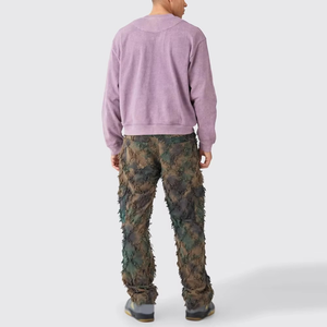 เสื้อสเวตเชิ้ตผู้ชายสีม่วงลาเวนเดอร์ ย้อมสีแบบ Garment Dyed ทรงครอป บ็อกซี่ฟิต ผ้าฟลีซ คอกลม ผ้าฝ้าย สตรีทแวร์ สวมใส่สบาย - Product Image 3