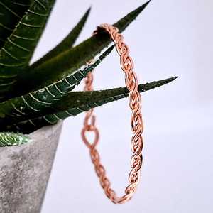 Belladec Handcrafted <b>Copper</b> Chain <b>Bangle</b> Braided Wire Design Artisan Jewelry Classic Elegant Minimalist Fashion Gift Women Daily - Product Image 1